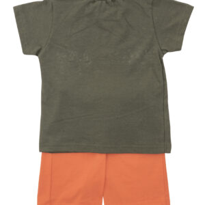 Σετ μπλούζα- βερμούδα χακί-πορτοκαλί , Κωδικός 72215336