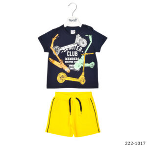 Σετ μπλούζα βερμούδα μαρέν-κίτρινο SPRINT. Κωδικός 222-1017