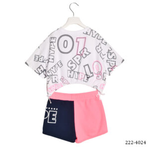 Σετ σορτς μπλούζα λευκό ροζ SPRINT. Κωδικός 222-4024