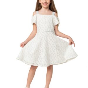 Φόρεμα λευκό με κύκλους . Κωδικός 3513.