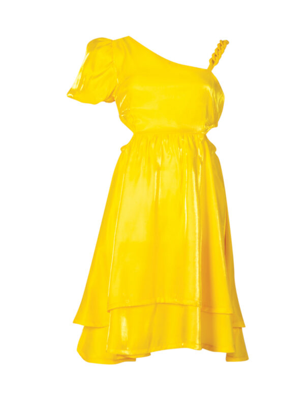 Φόρεμα ένα; ώμος κίτρινο. Κωδικός 3596