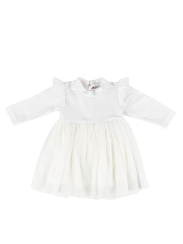 Φόρεμα λευκό βελούδο με τούλι Κωδικός 4361